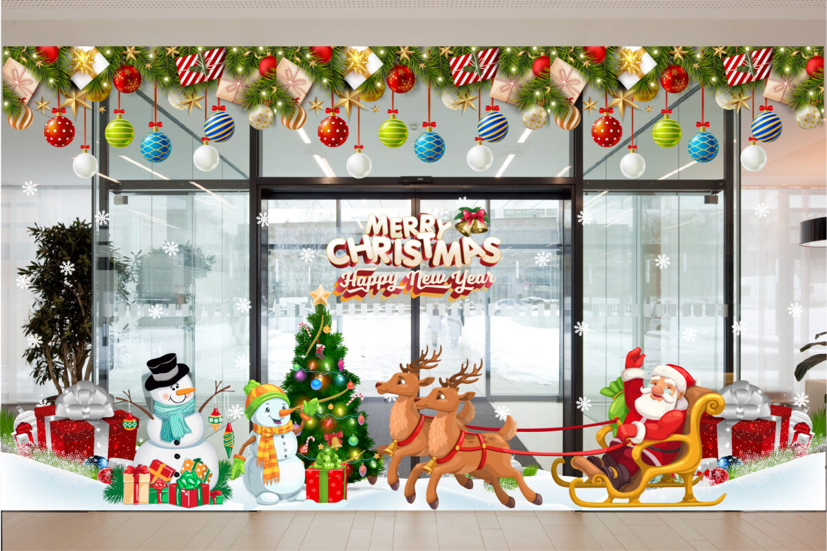 Trang trí noel cửa hàng mẫu decal 018