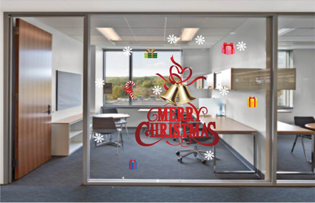 Decal trang trí noel chuông vàng