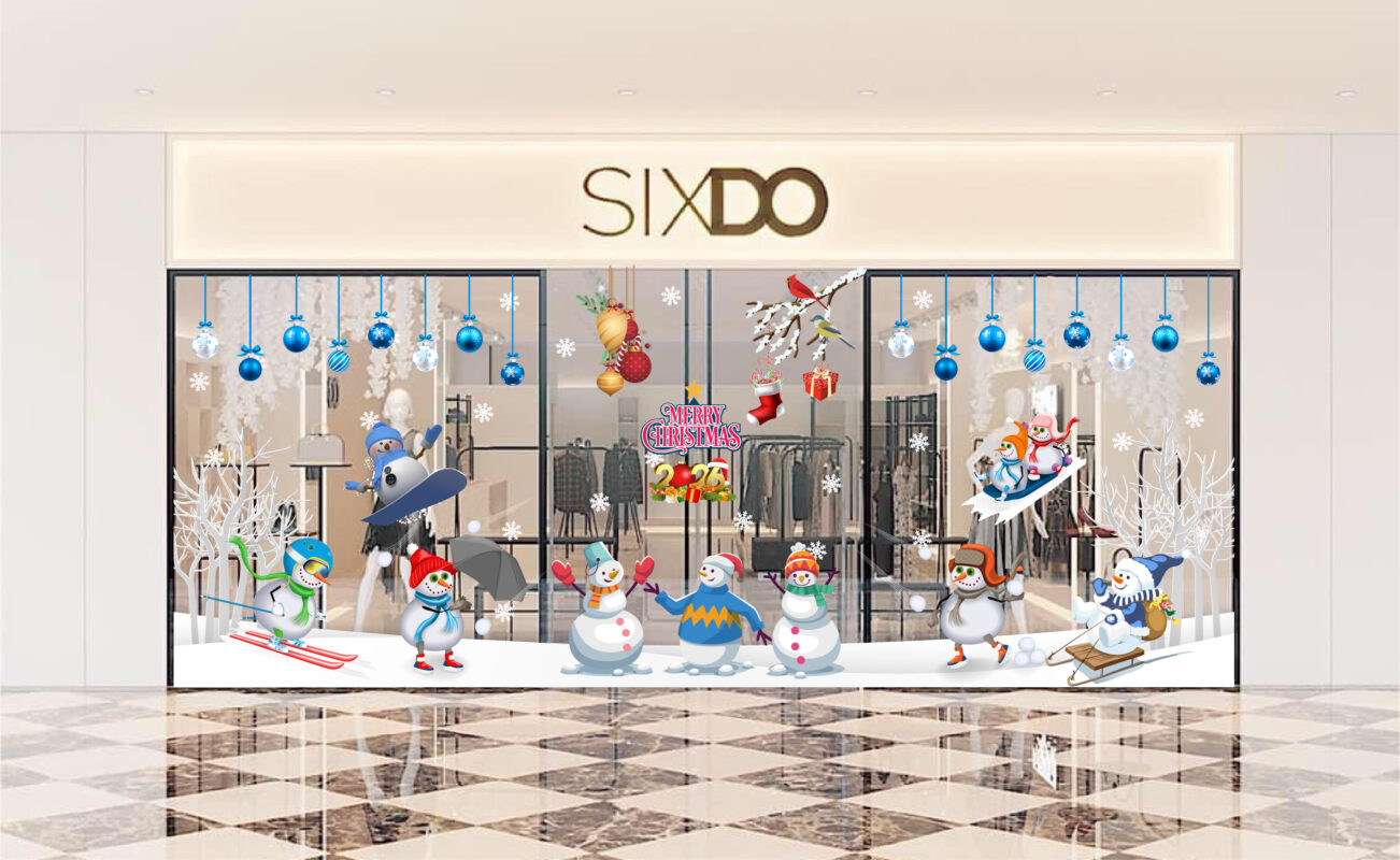 Trang trí noel cửa kính trung trâm thương mại