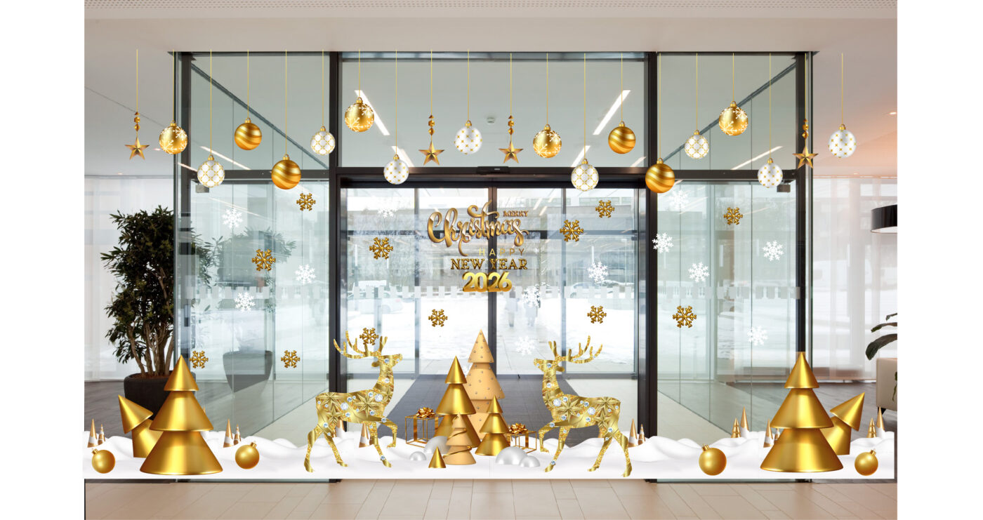 Decal dán cửa kính noel công ty