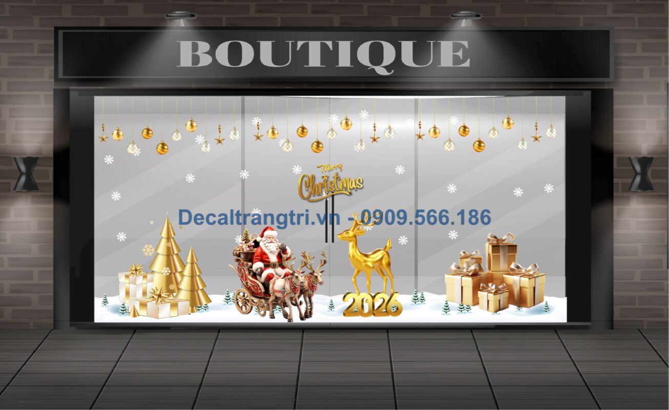 Decal trang trí noel cửa kính 2026