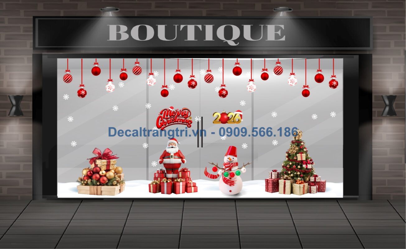 Decal trang trí giáng sinh cửa kính văn phòng công ty