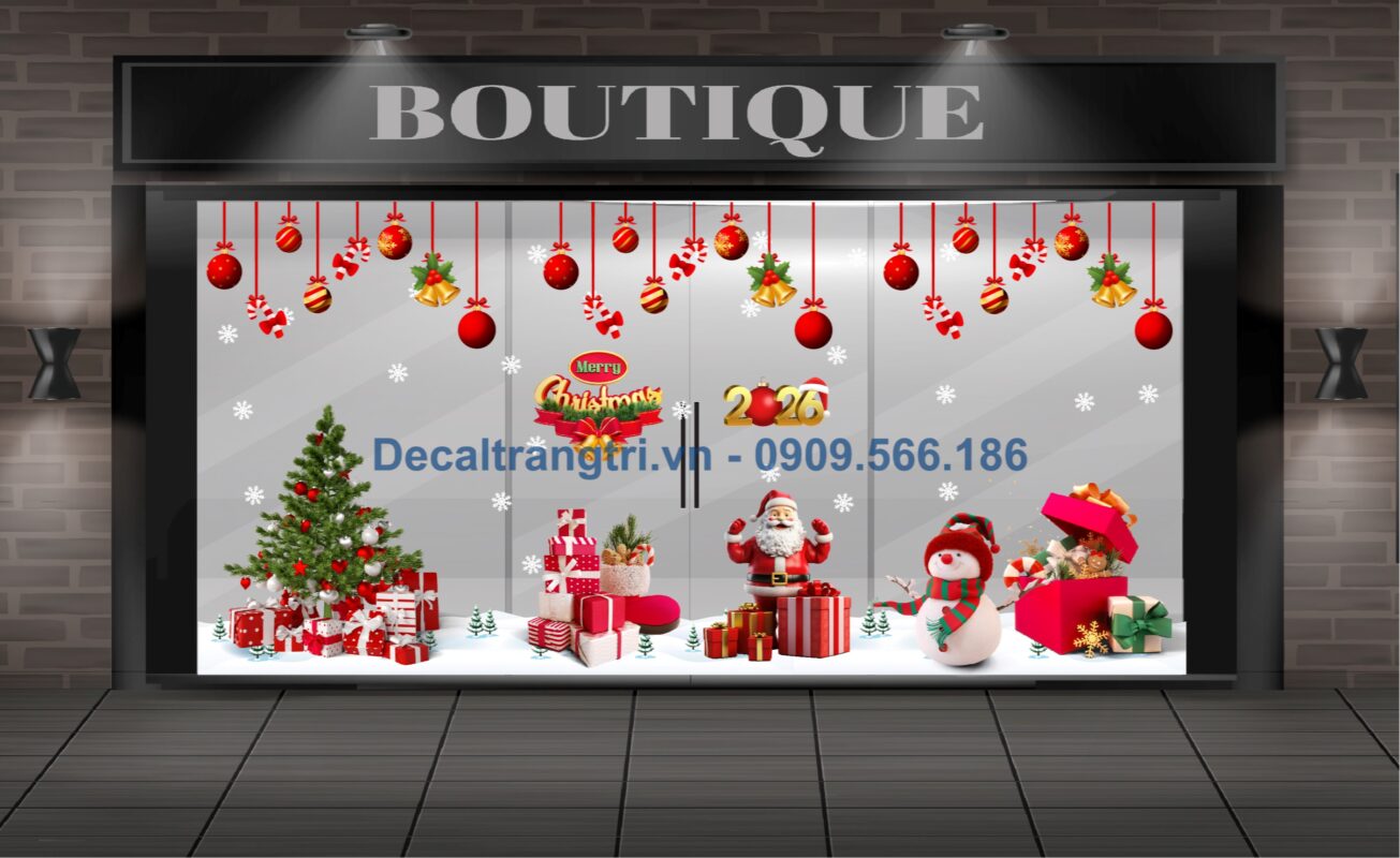 Trang trí noel cửa kính văn phòng