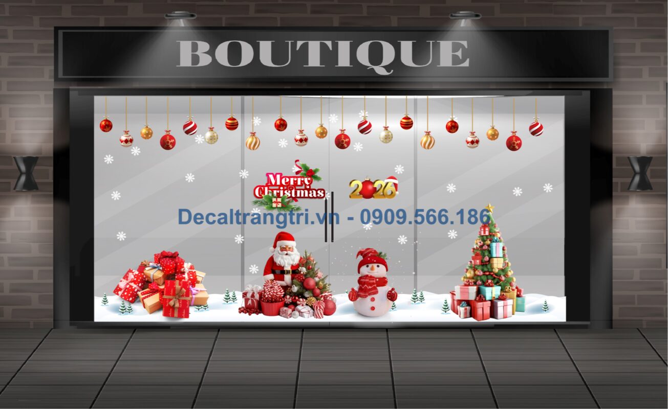Decal trang trí noel cửa kính văn phòng công ty