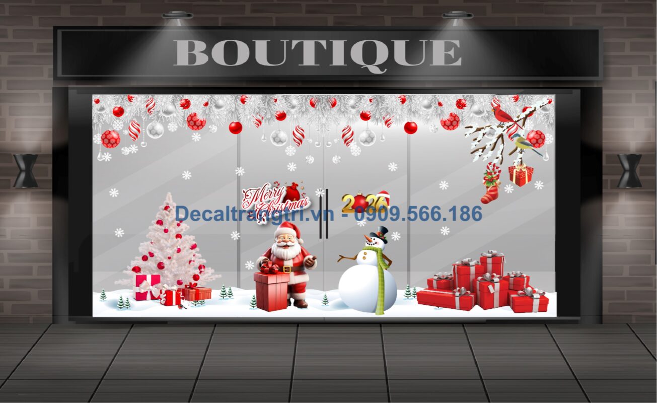 Decal trang trí noel sảnh chung cư