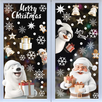 Decal Trang Trí Cửa Kính Trường Học Noel -Giáng Sinh Sôi Động Cho Bé