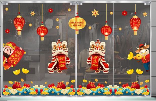 Decal Trang Trí Tết 2025 – Mang Không Khí Xuân Rộn Ràng Đến Mọi Nhà