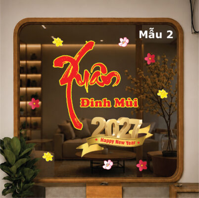 Decal trang trí tết cửa kính 2027