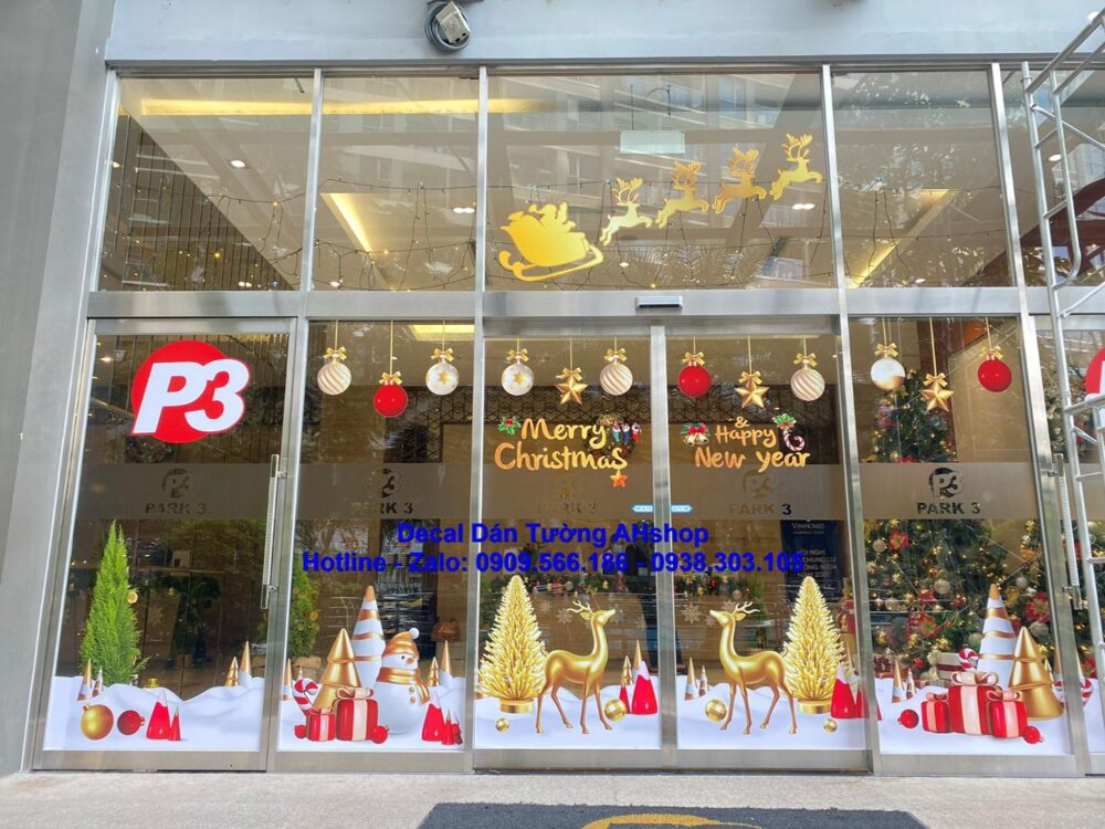Mẫu Decal Trang Trí Noel Sảnh Chung Cư – Không Gian Lễ Hội Đầy Màu Sắc Cho Mùa Giáng Sinh