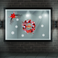 Decal trang trí noel vòng nguyệt quế 02