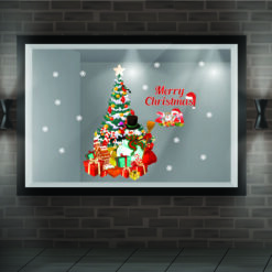 Decal trang trí cây thông noel người tuyết