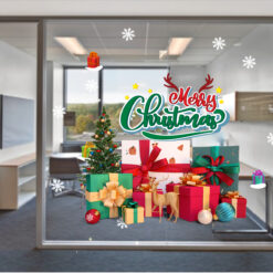 Decal trang trí noel cây thông vs hộp quà