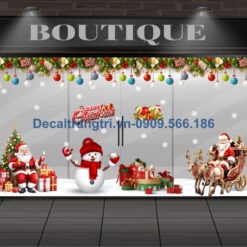 Decal trang trí noel 2026 cửa kính công ty