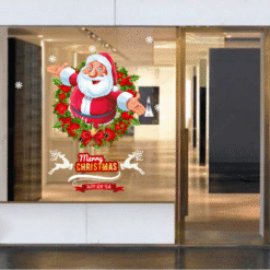 Decal trang trí vòng nguyệt quế vs ông già noel