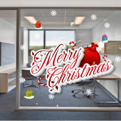 Decal trang trí noel chữ và trái châu 