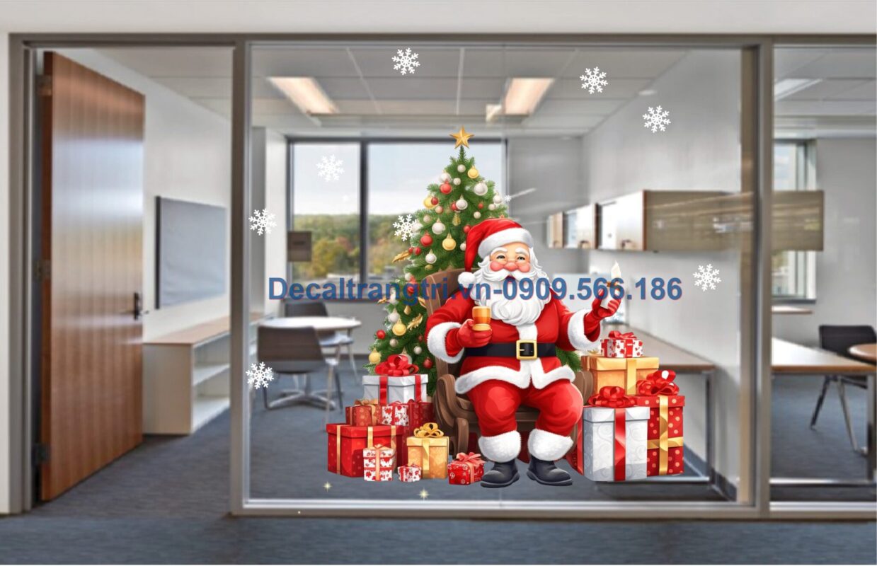 Decal trang trí ông già noel vs nến