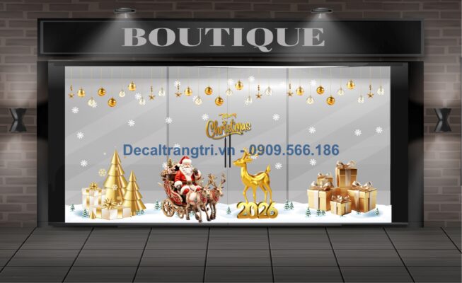Decal trang trí giáng sinh cửa kính 2026