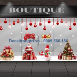 Decal trang trí giáng sinh cửa kính văn phòng công ty