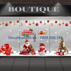 Decal trang trí noel cửa kính văn phòng công ty