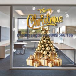 Trang trí cây thông noel decal dán kính