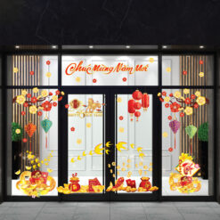 Decal tết dán cửa kính